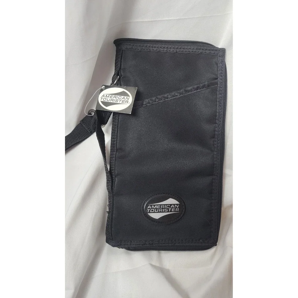 American Tourister Travel Wallet Passport Holder Organizer Black Nylon NWT